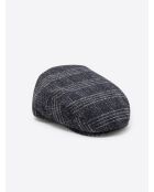 Casquette plate à carreaux bleu marine