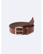 Ceinture en cuir grainé marron
