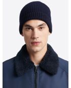 Bonnet uni en viscose mélangée bleu marine