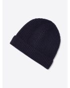 Bonnet uni en viscose mélangée bleu marine