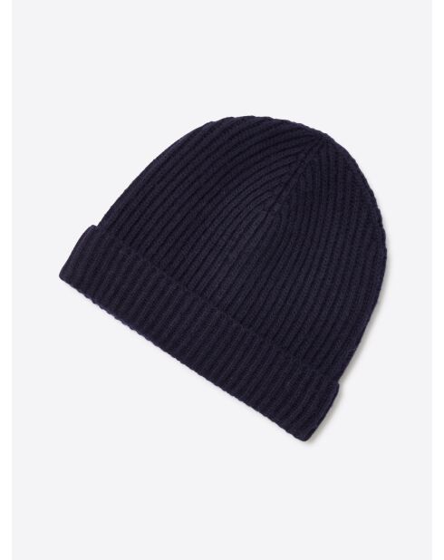 Bonnet uni en viscose mélangée bleu marine