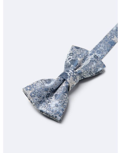 Papillon floreale 100% seta blu chiaro