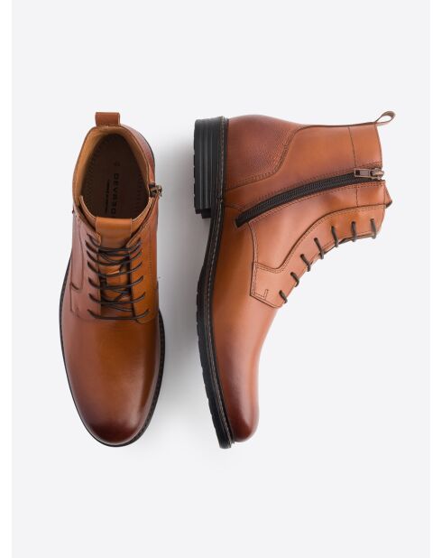 Bottines en cuir cognac