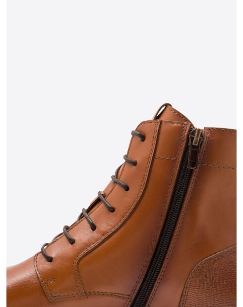Bottines en cuir cognac