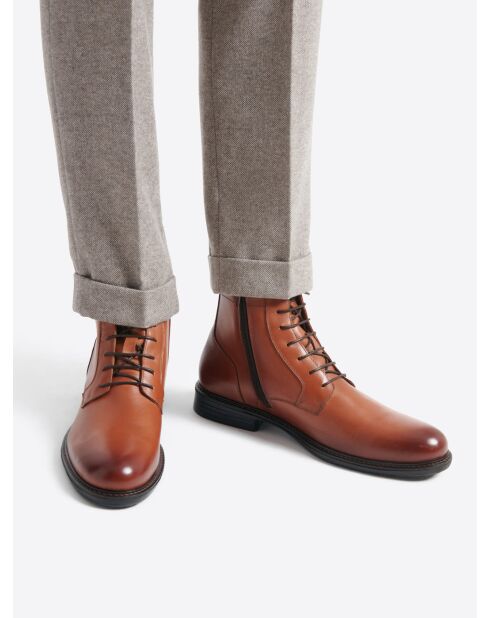 Bottines en cuir cognac