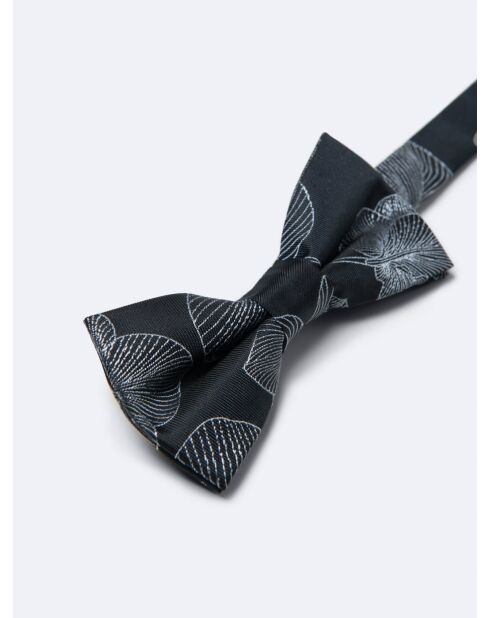 Zwarte vlinderdas met bloemenprint van zijdemix