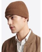 Bonnet uni en viscose mélangée noisette