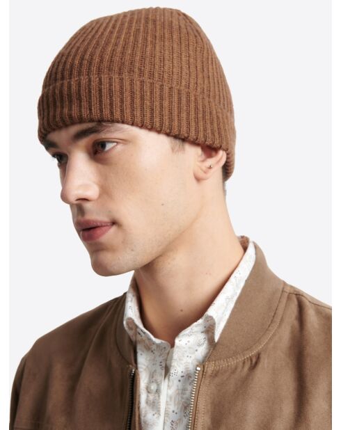 Bonnet uni en viscose mélangée noisette