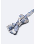 100% zijden kobaltblauwe vlinderdas met bloemen