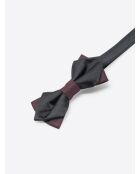 Noeud papillon bicolore en Soie mélangée merlot