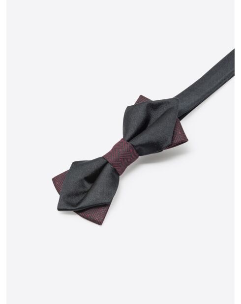 Noeud papillon bicolore en Soie mélangée merlot