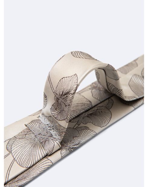 Cravate fleurie en Soie mélangée beige clair