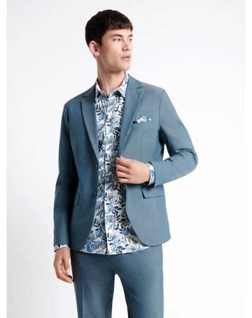 Veste de costume faux uni stretch bleu outremer