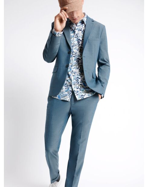Veste de costume faux uni stretch bleu outremer