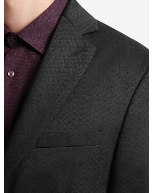 Veste de costume slim en jacquard noire