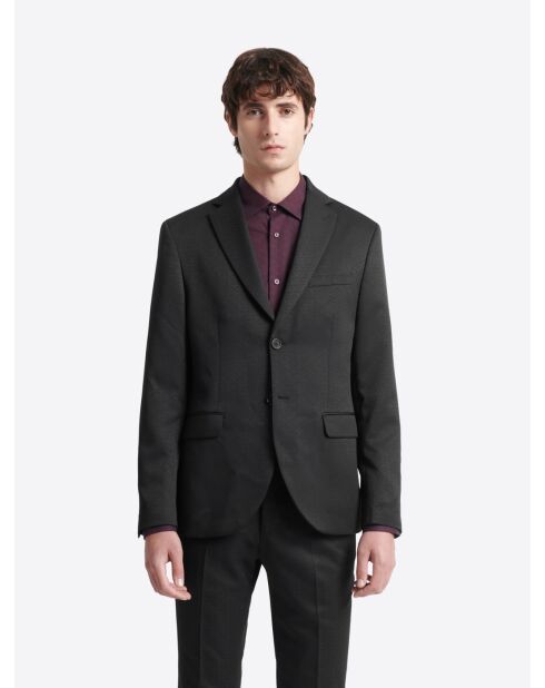 Veste de costume slim en jacquard noire