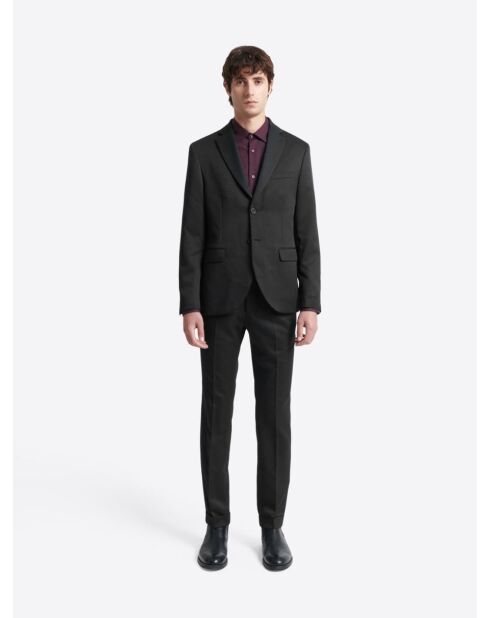 Veste de costume slim en jacquard noire