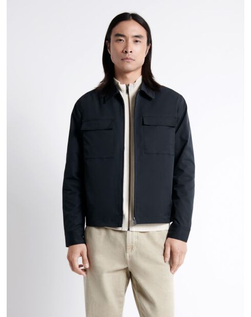 Blouson col chemise bleu capitaine