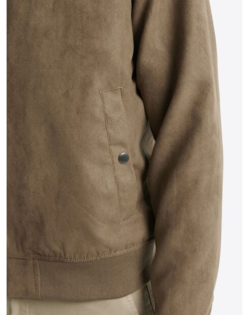 Veste casual à col teddy esprit suédine noisette