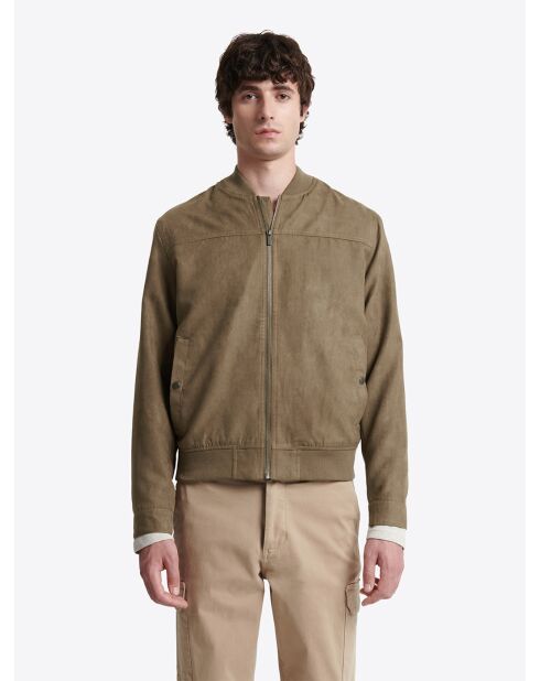 Veste casual à col teddy esprit suédine noisette