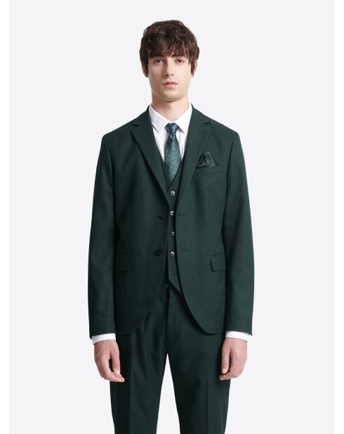 Veste de costume slim en flanelle vert profond
