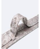 Cravate fleurie en 100% Soie beige automne