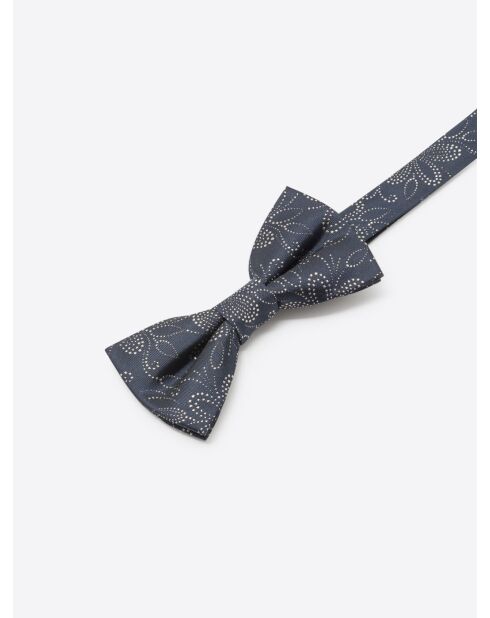 Papillon floreale in misto seta blu navy