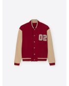 Giacca con colletto in teddy in cotone rosso e ocra americano