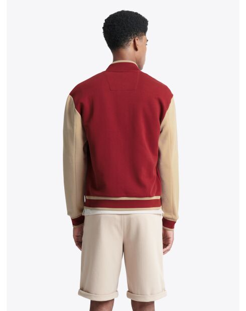 Veste américaine à col teddy en coton rouge/ocre