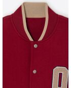 Giacca con colletto in teddy in cotone rosso e ocra americano