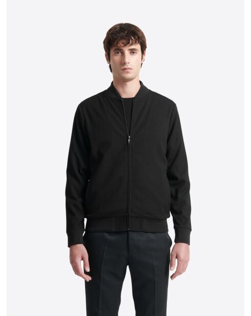 Sweat col teddy zippé noir