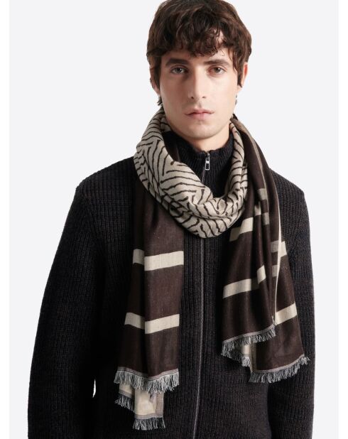 Echarpe fantaisie 100% viscose chocolat - 180x73 cm