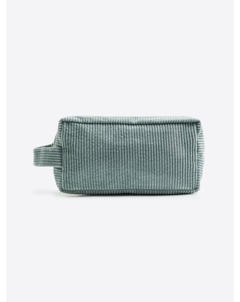 Trousse de toilette en velours vert mer
