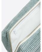 Trousse de toilette en velours vert mer