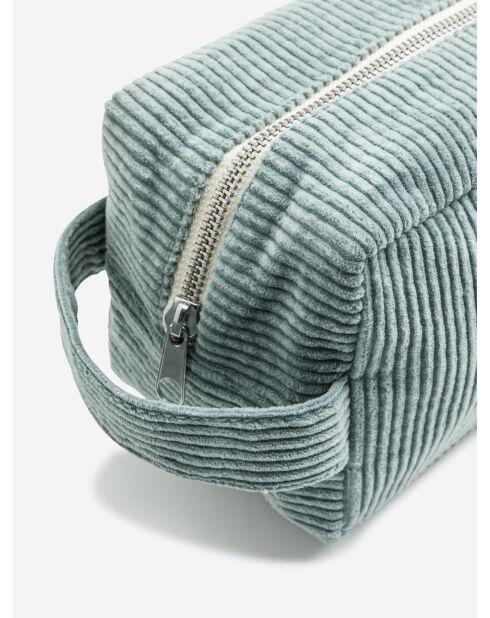 Trousse de toilette en velours vert mer