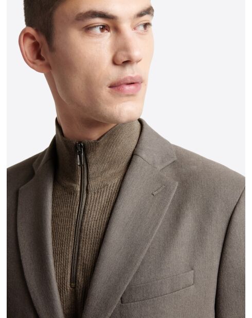 Veste de costume regular en flanelle taupe