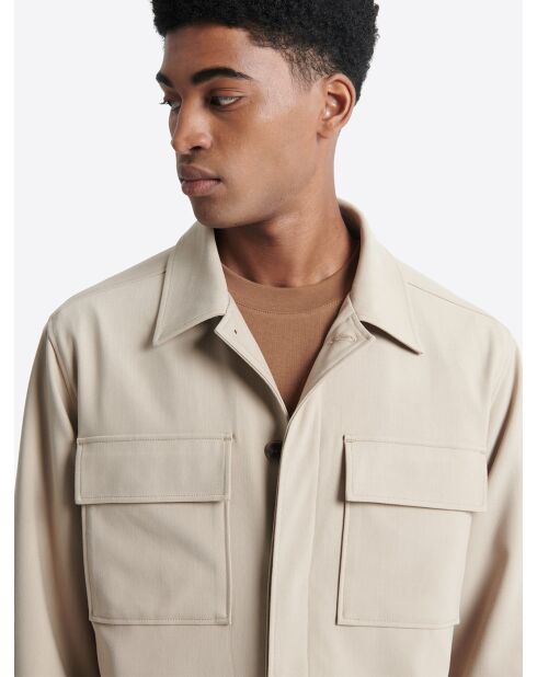 Veste casual à col chemise beige doux