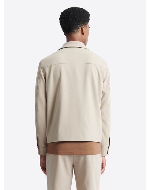 Veste casual à col chemise beige doux