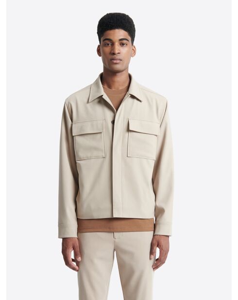 Veste casual à col chemise beige doux