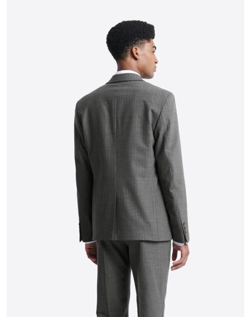 Veste de costume croisée en laine anthracite
