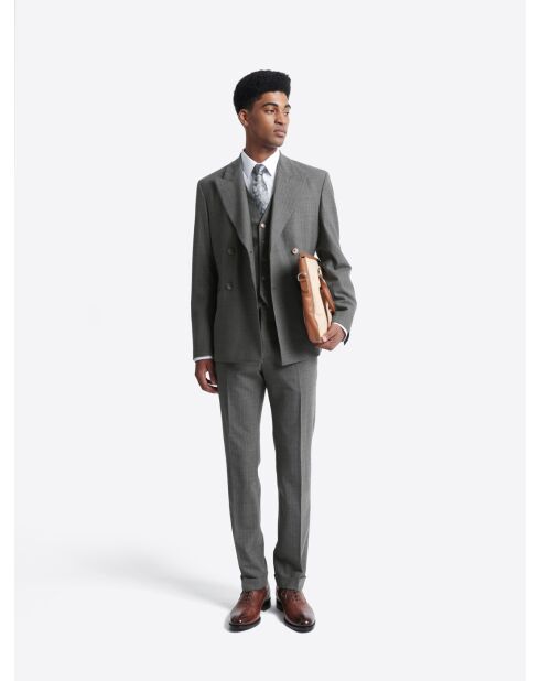 Veste de costume croisée en laine anthracite