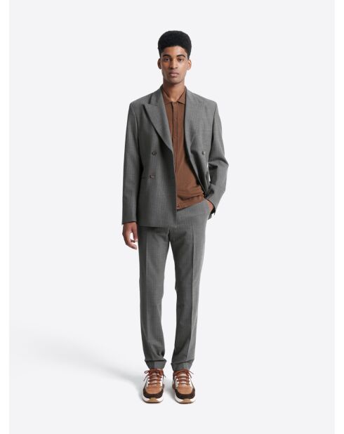 Veste de costume croisée en laine anthracite