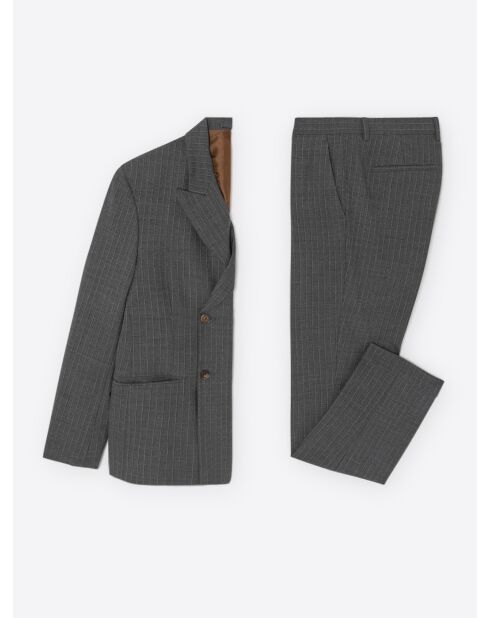Veste de costume croisée en laine anthracite