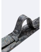 Middelgrijze fantasiestropdas van 100% zijde