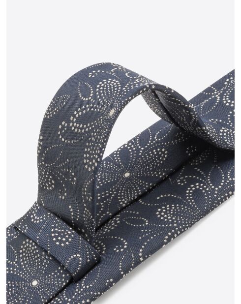 Cravate fleurie en Soie mélangée bleu marine