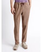 Slack chiné 100% coton lin noisette