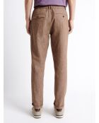 Slack chiné 100% coton lin noisette