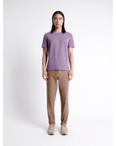 Slack chiné 100% coton lin noisette