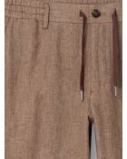 Slack chiné 100% coton lin noisette