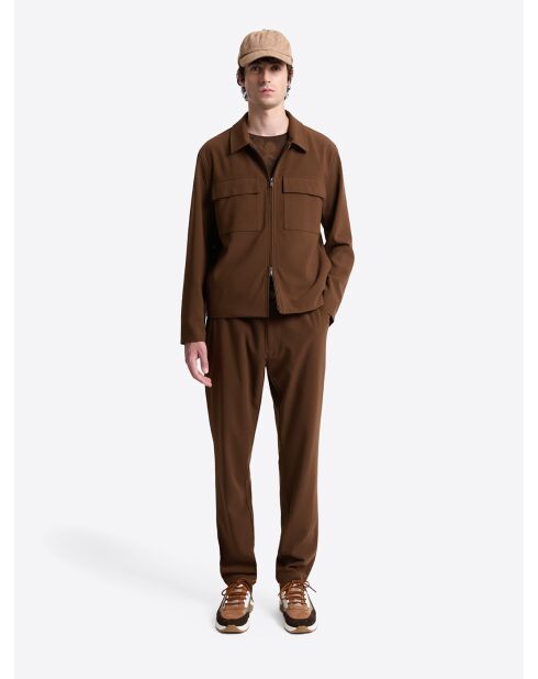 Veste casual à col chemise en viscose marron café